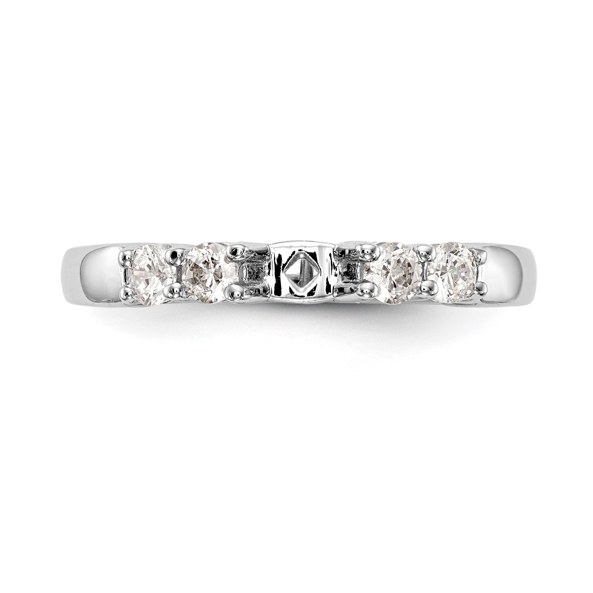 14K White Gold Diamond Peg Set CZ Engagement Ring