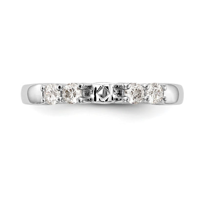 14K White Gold Diamond Peg Set CZ Engagement Ring