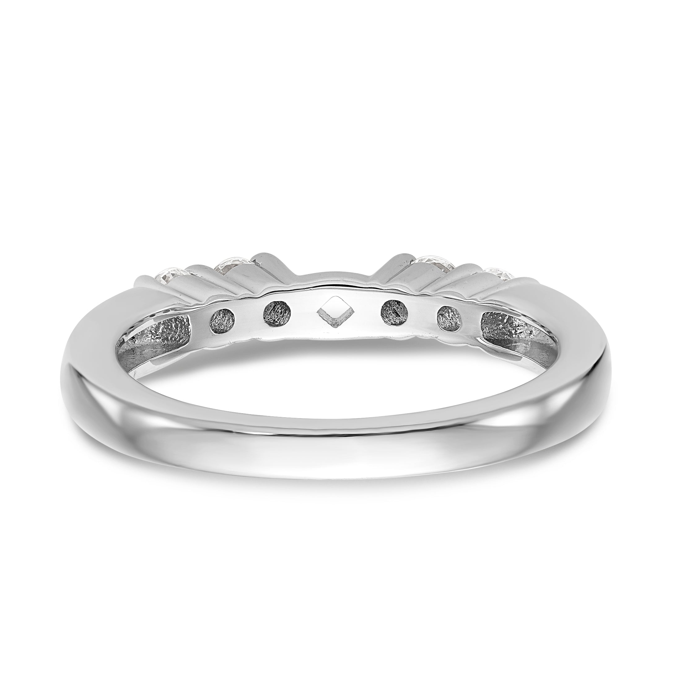 14K White Gold Diamond Peg Set CZ Engagement Ring