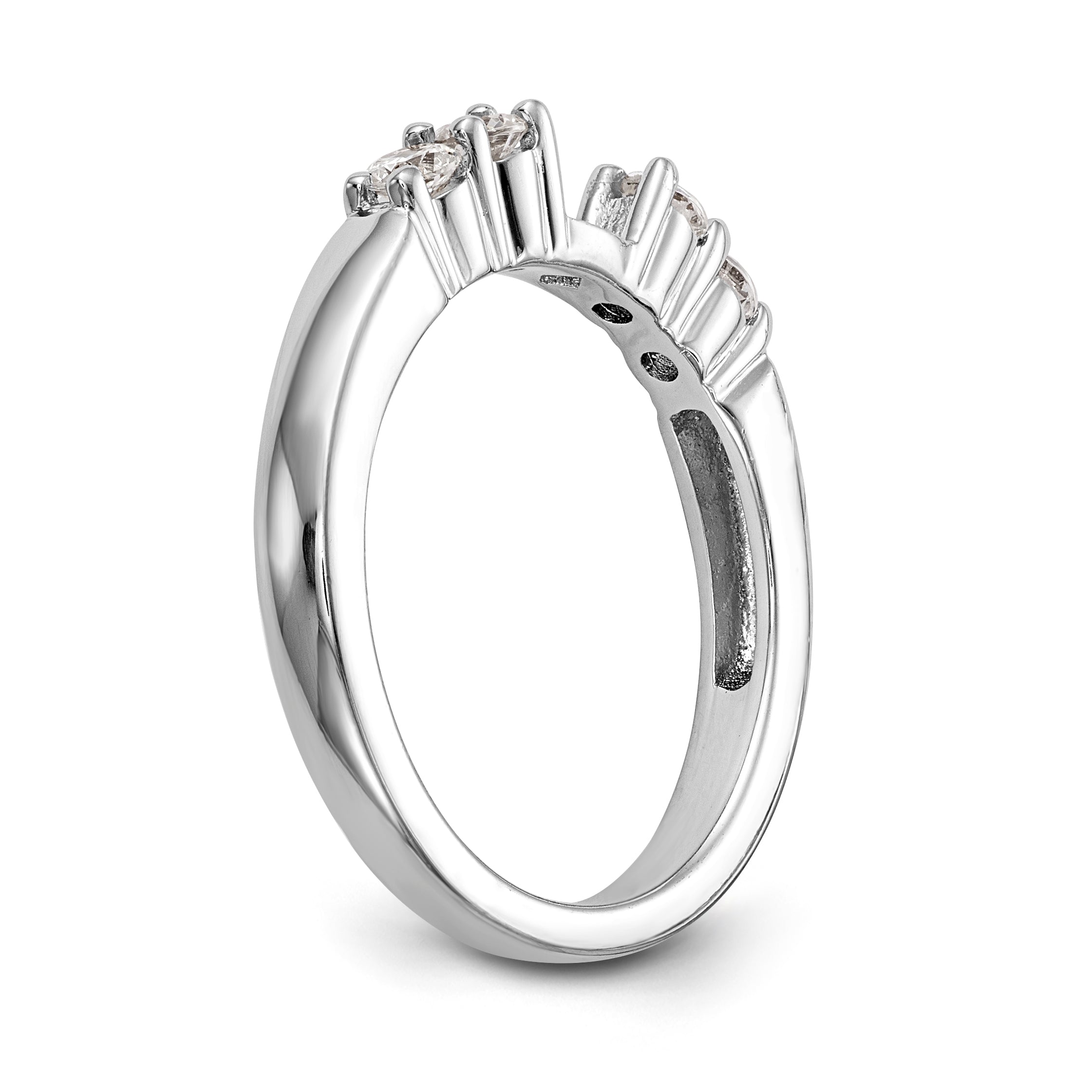 14K White Gold Diamond Peg Set CZ Engagement Ring