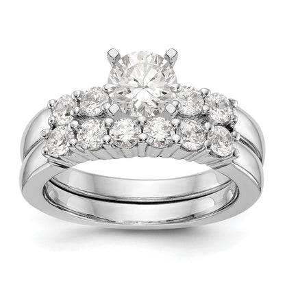 14K White Gold Diamond Peg Set CZ Engagement Ring