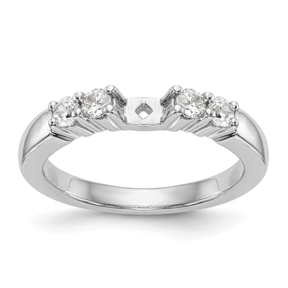 14K White Gold Diamond Peg Set CZ Engagement Ring