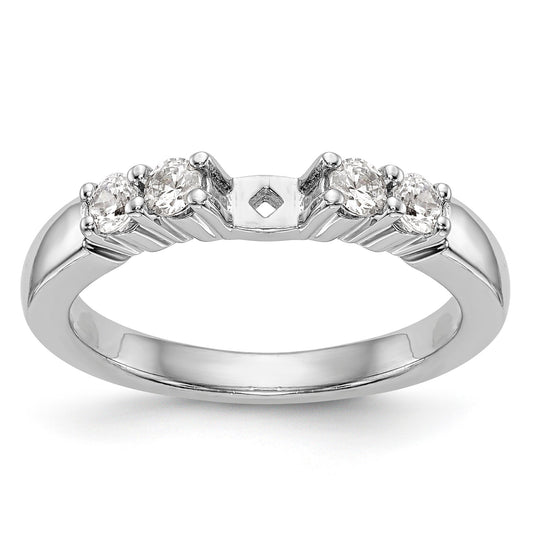 14K White Gold Diamond Peg Set CZ Engagement Ring