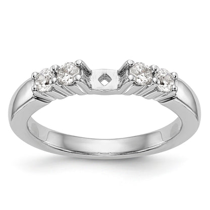 14K White Gold Diamond Peg Set CZ Engagement Ring