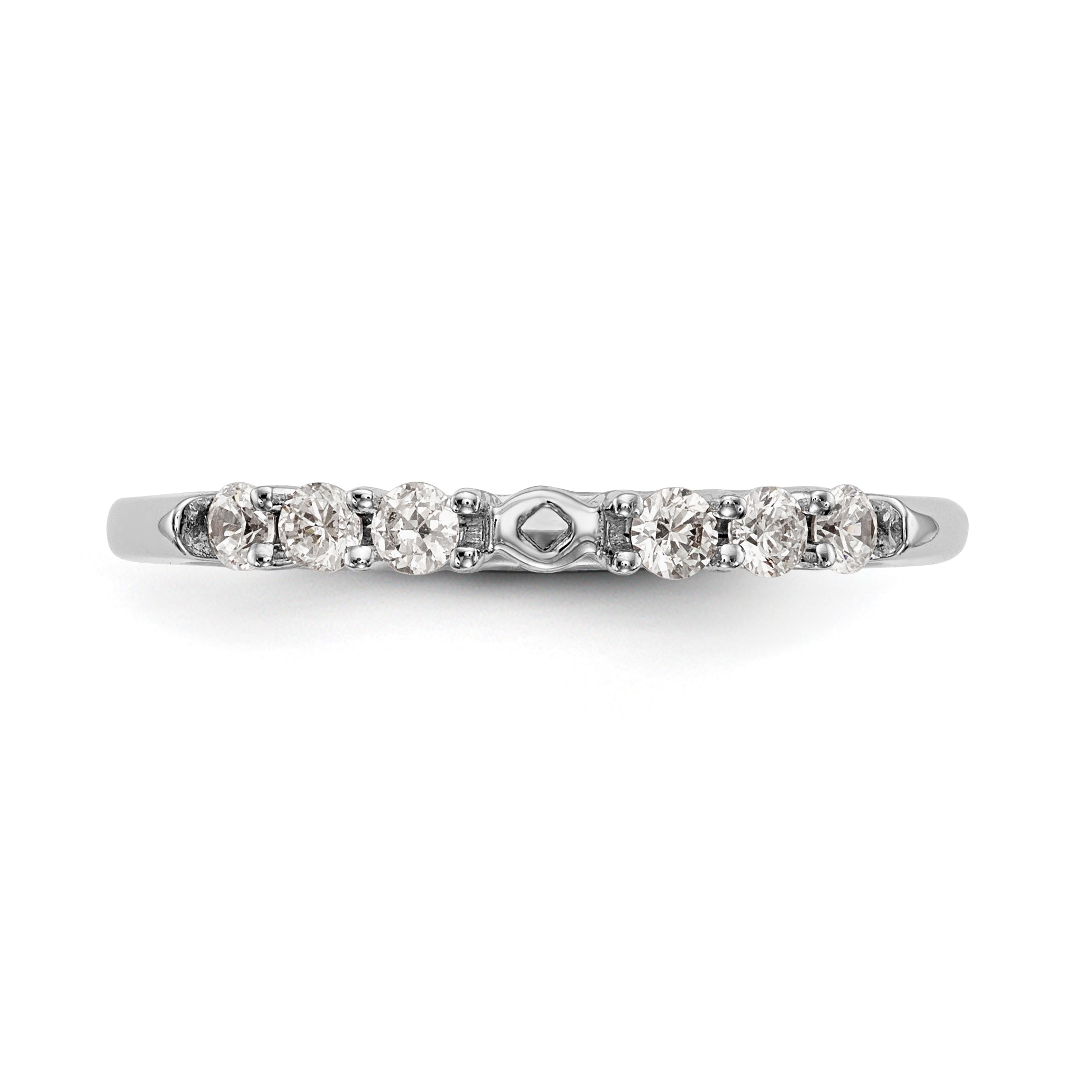 14K White Gold Diamond Peg Set CZ Engagement Ring