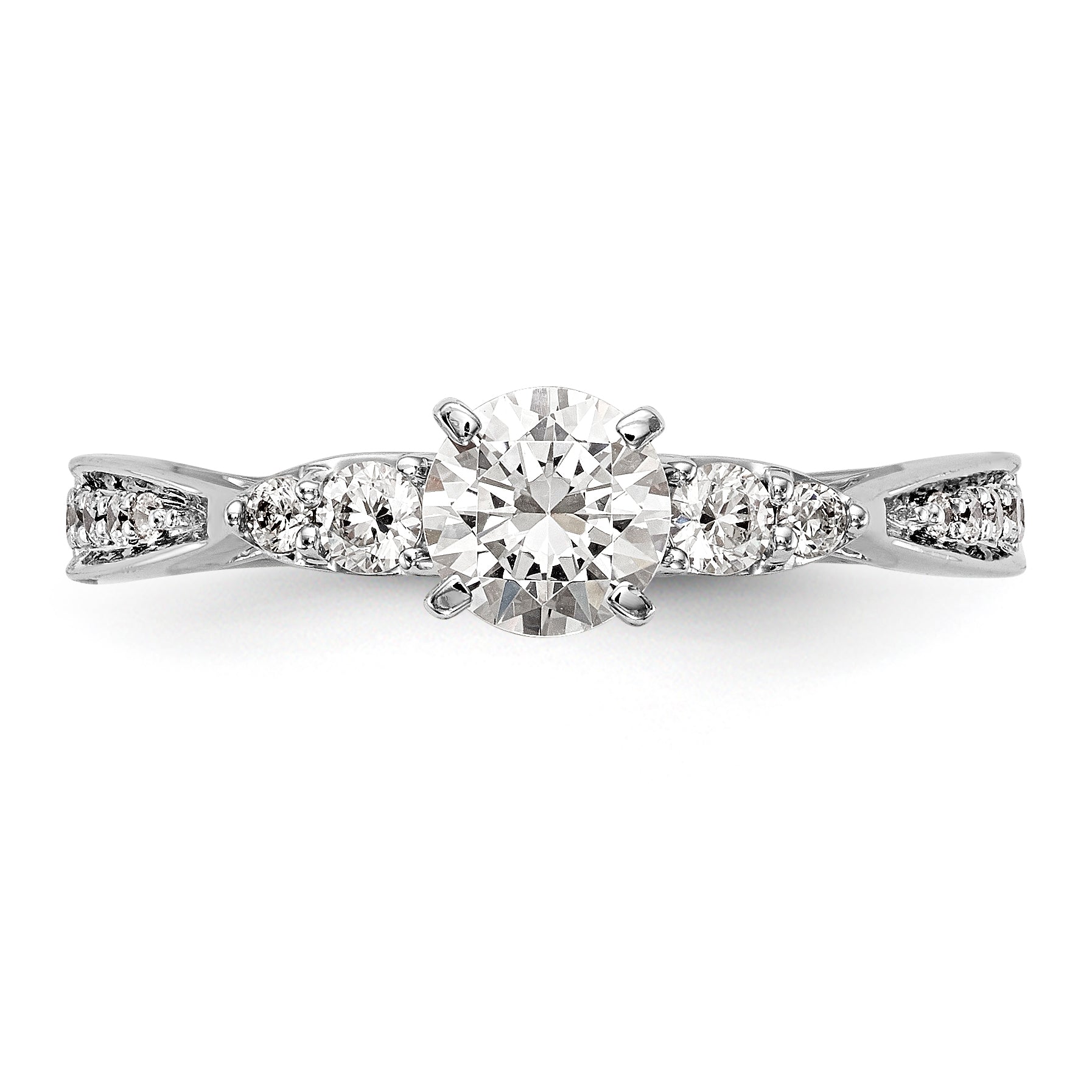 14K White Gold Simulated Diamond Engagement Ring