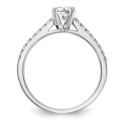14K White Gold Diamond Peg Set CZ Engagement Ring