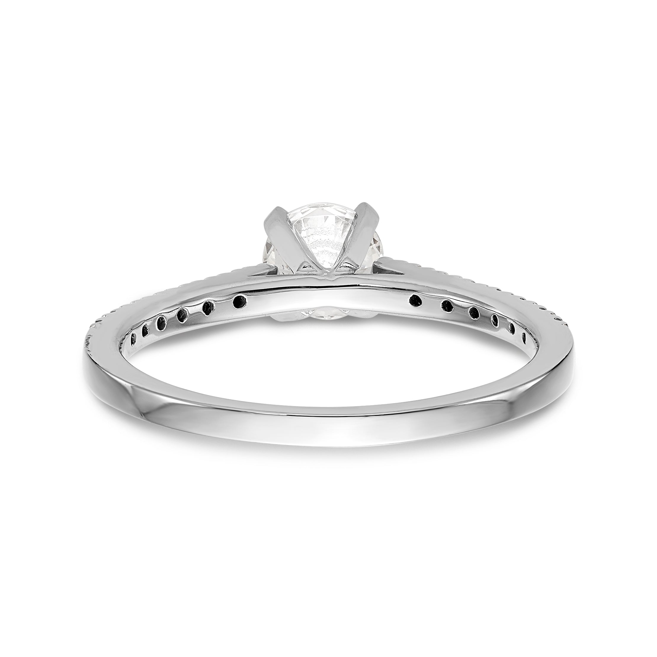 14K White Gold Diamond Peg Set CZ Engagement Ring