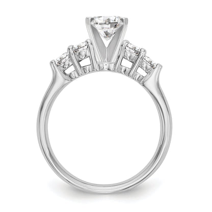 14K White Gold Diamond Peg Set CZ Engagement Ring