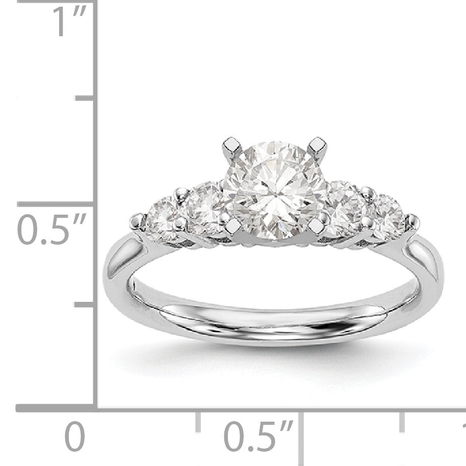 14K White Gold Diamond Peg Set CZ Engagement Ring