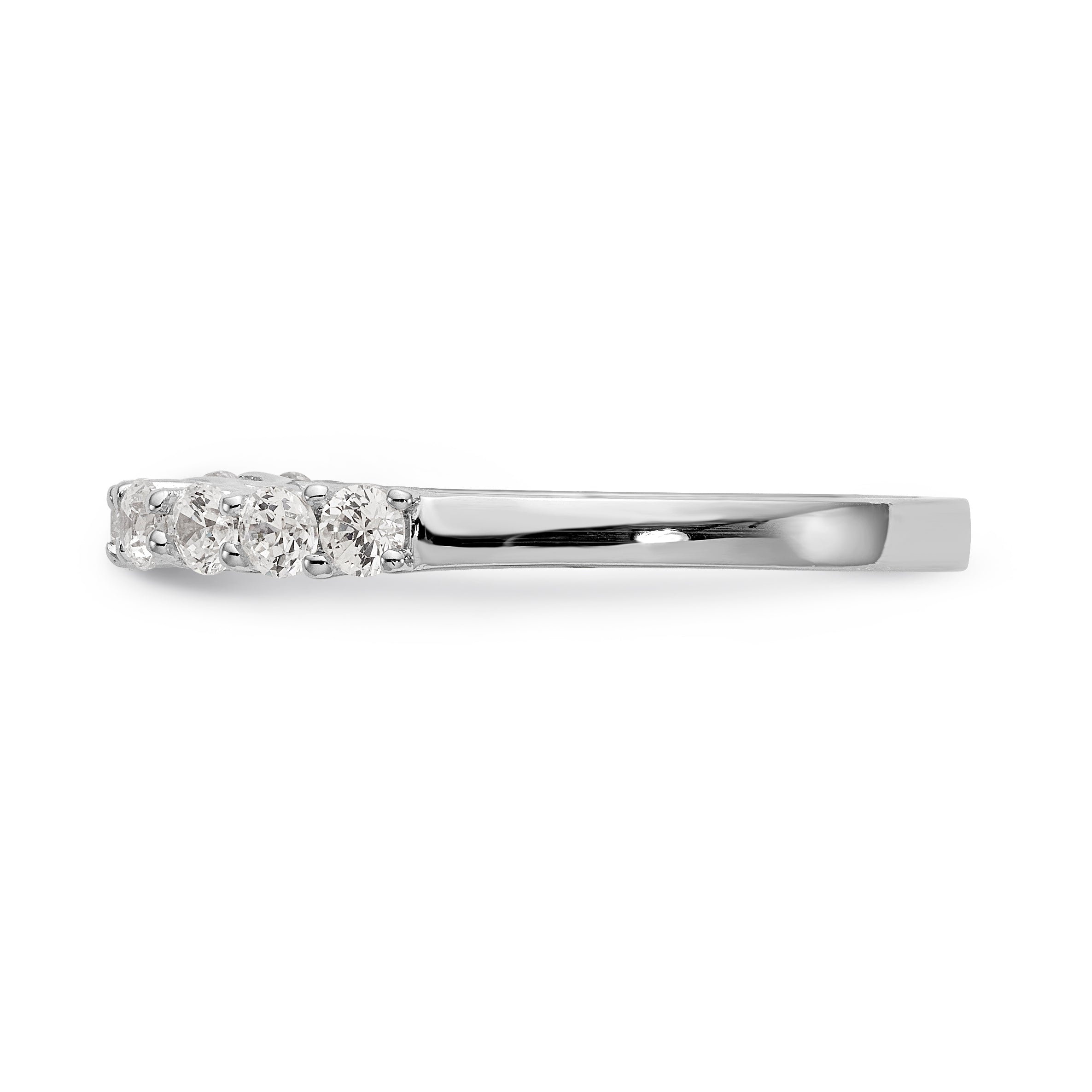 14K White Gold Diamond Peg Set CZ Engagement Ring