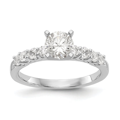 14K White Gold Diamond Peg Set CZ Engagement Ring