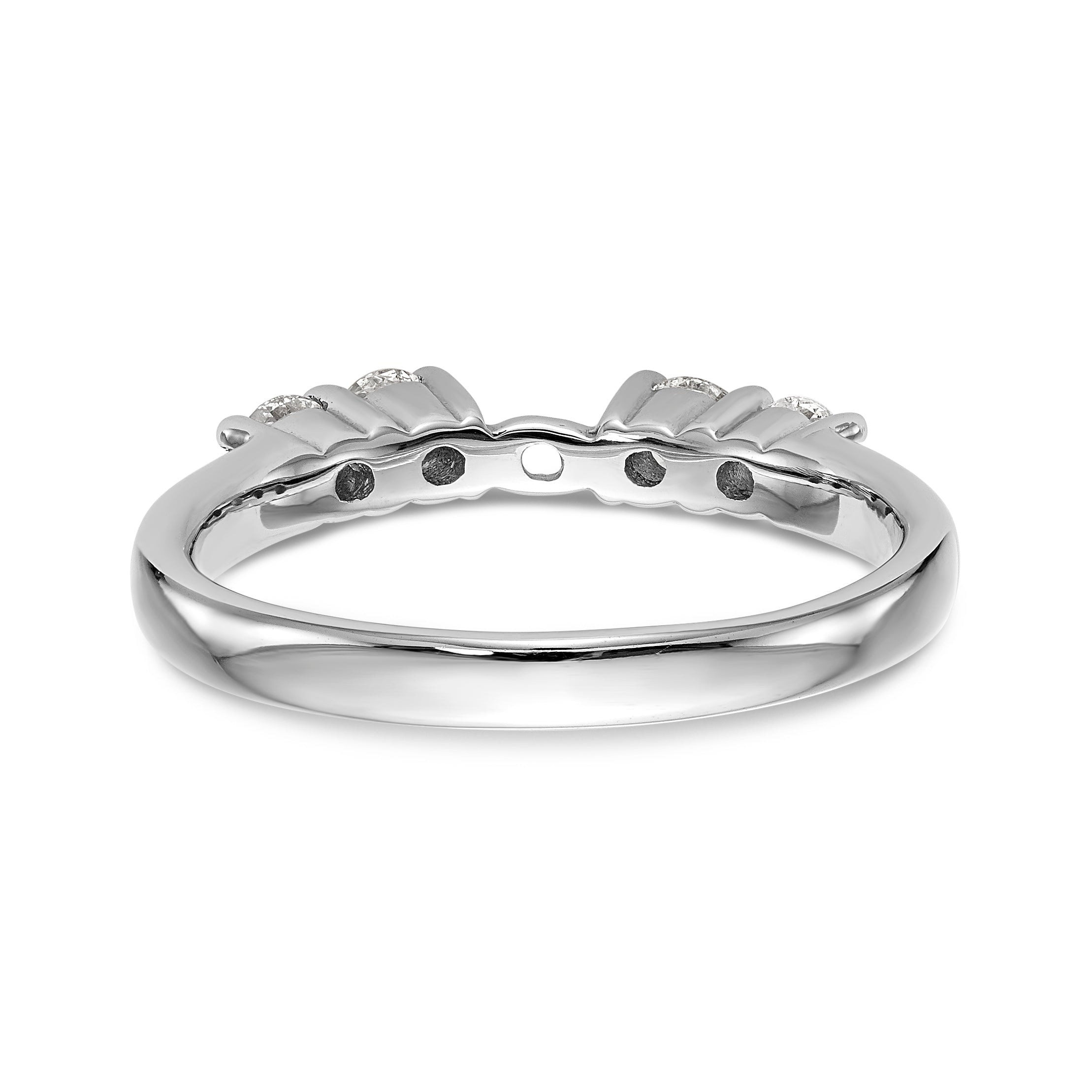 14K White Gold Diamond Peg Set CZ Engagement Ring