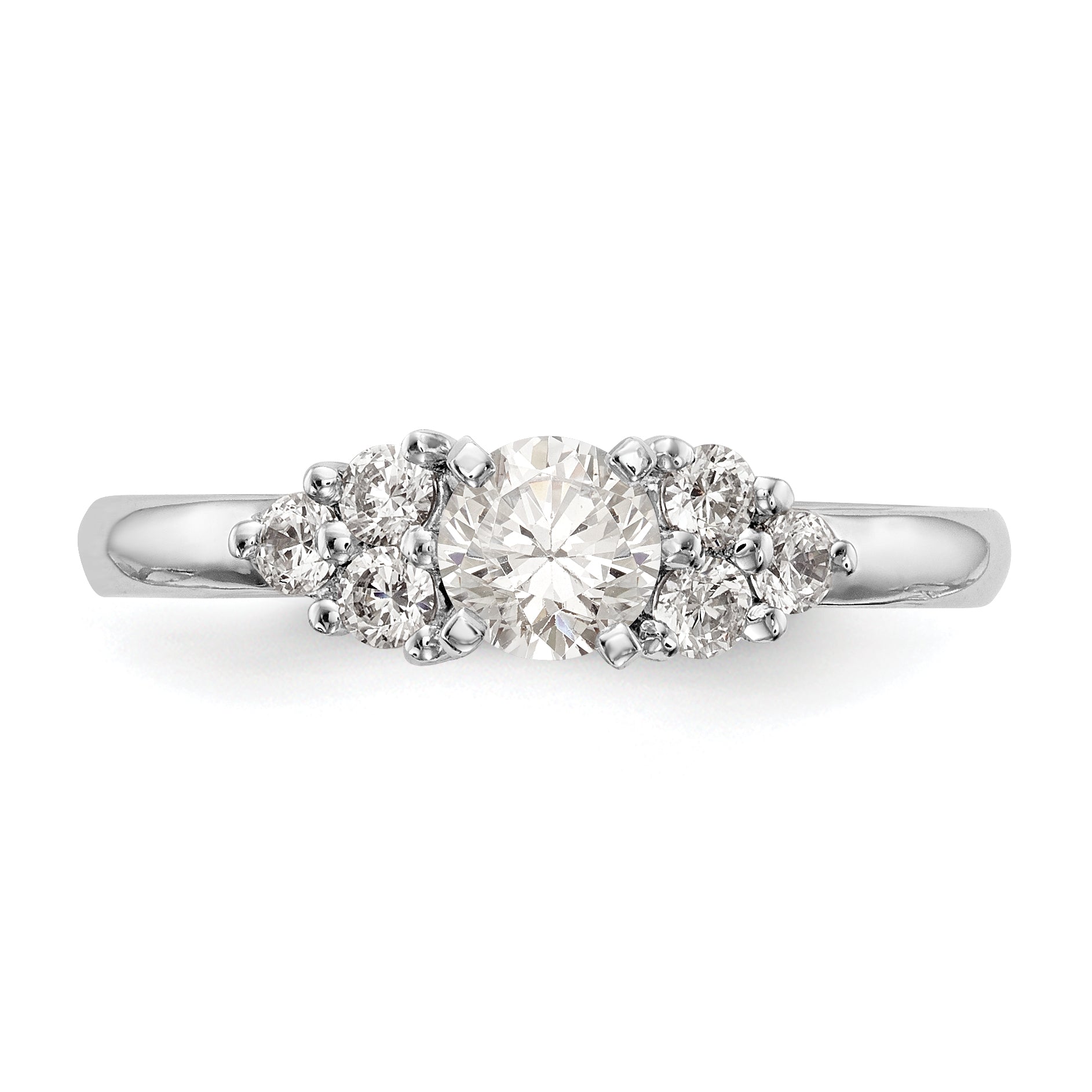 14K White Gold Diamond Peg Set CZ Engagement Ring
