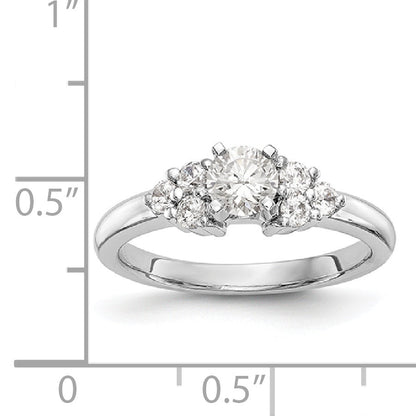 14K White Gold Diamond Peg Set CZ Engagement Ring
