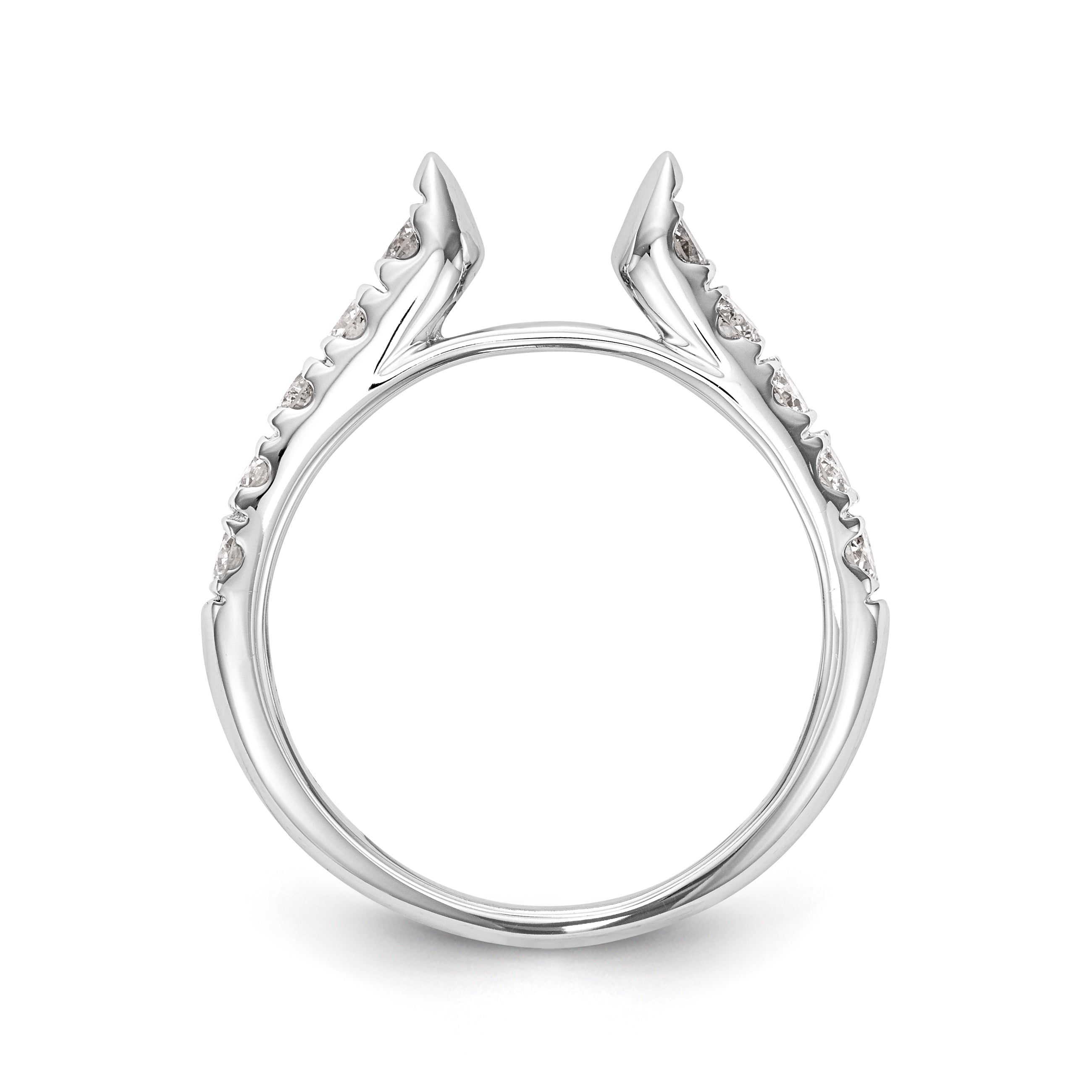 14K White Gold Diamond Peg Set CZ Engagement Ring