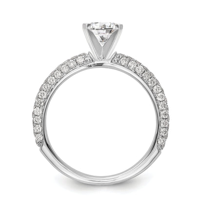 14K White Gold Diamond Peg Set CZ Engagement Ring