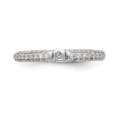 14K White Gold Diamond Peg Set CZ Engagement Ring