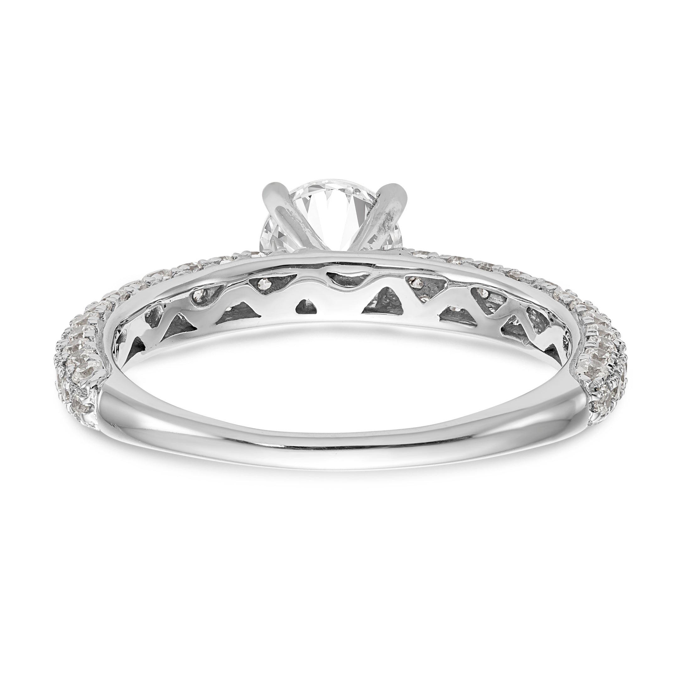 14K White Gold Diamond Peg Set CZ Engagement Ring