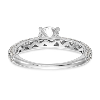 14K White Gold Diamond Peg Set CZ Engagement Ring