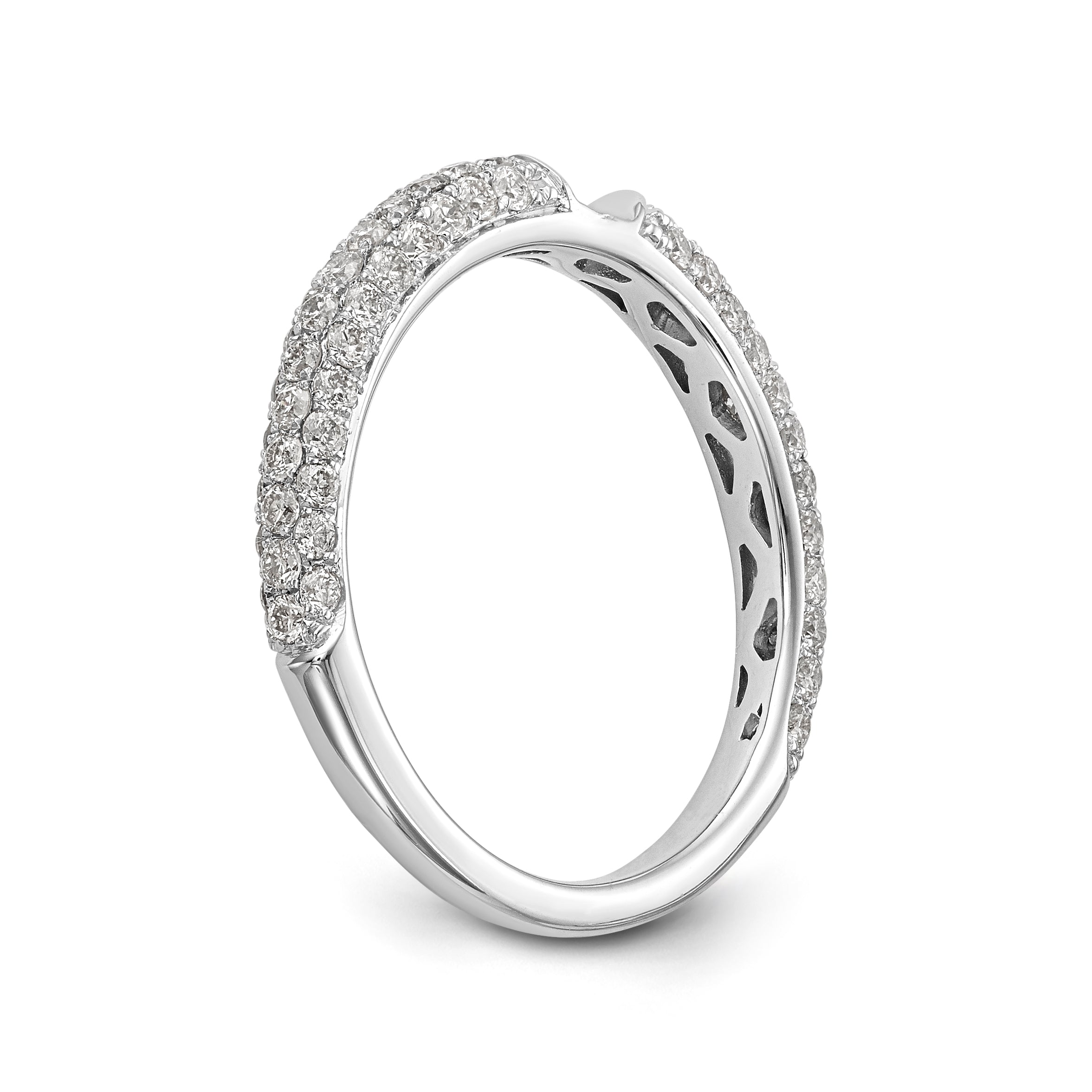 14K White Gold Diamond Peg Set CZ Engagement Ring