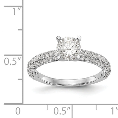 14K White Gold Diamond Peg Set CZ Engagement Ring