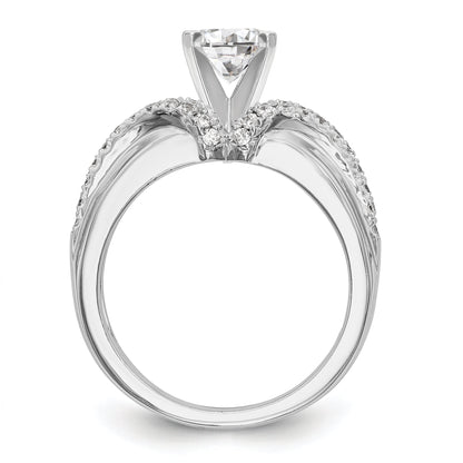 14K White Gold Diamond Peg Set CZ Engagement Ring