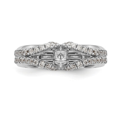 14K White Gold Diamond Peg Set CZ Engagement Ring