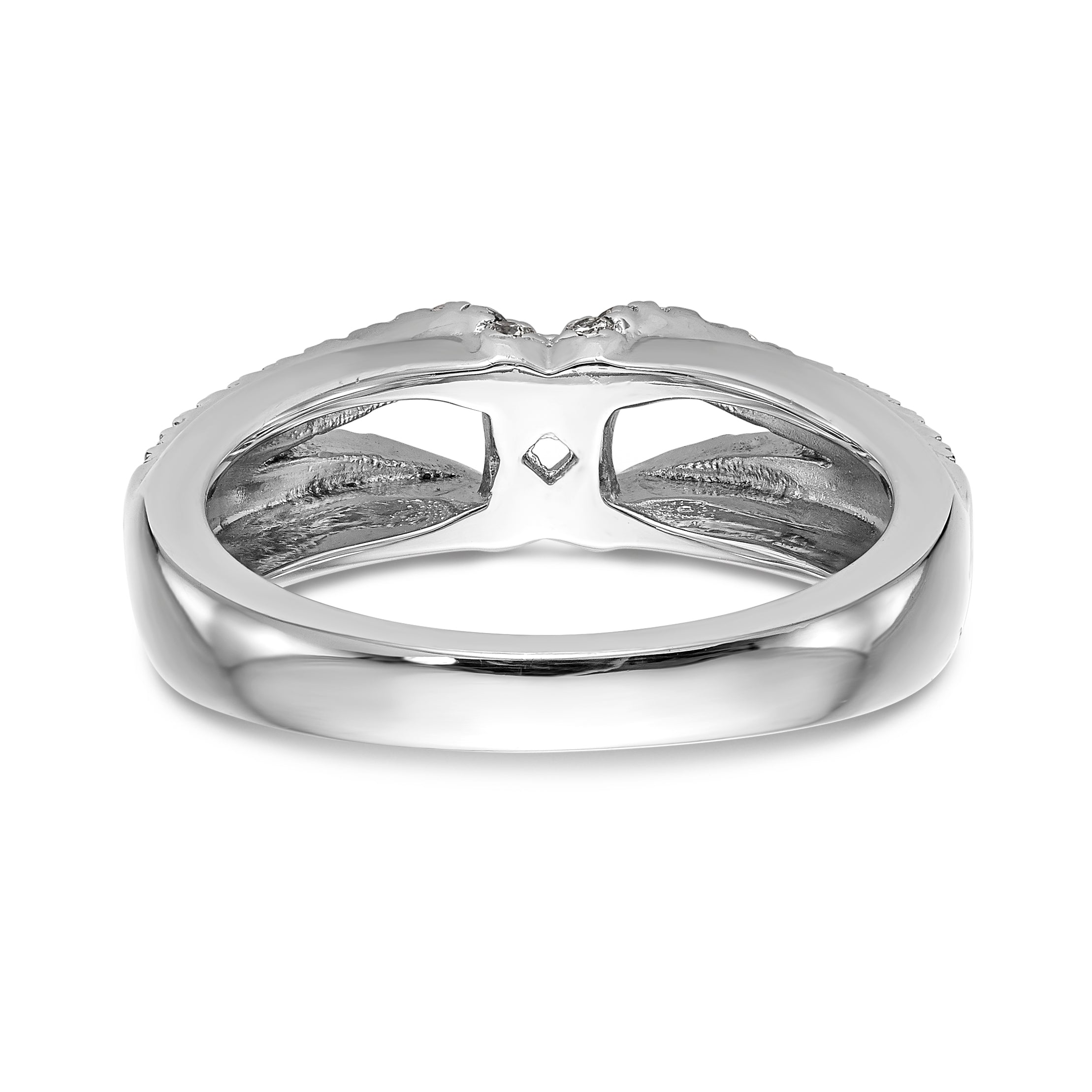 14K White Gold Diamond Peg Set CZ Engagement Ring