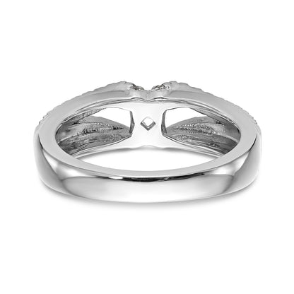 14K White Gold Diamond Peg Set CZ Engagement Ring