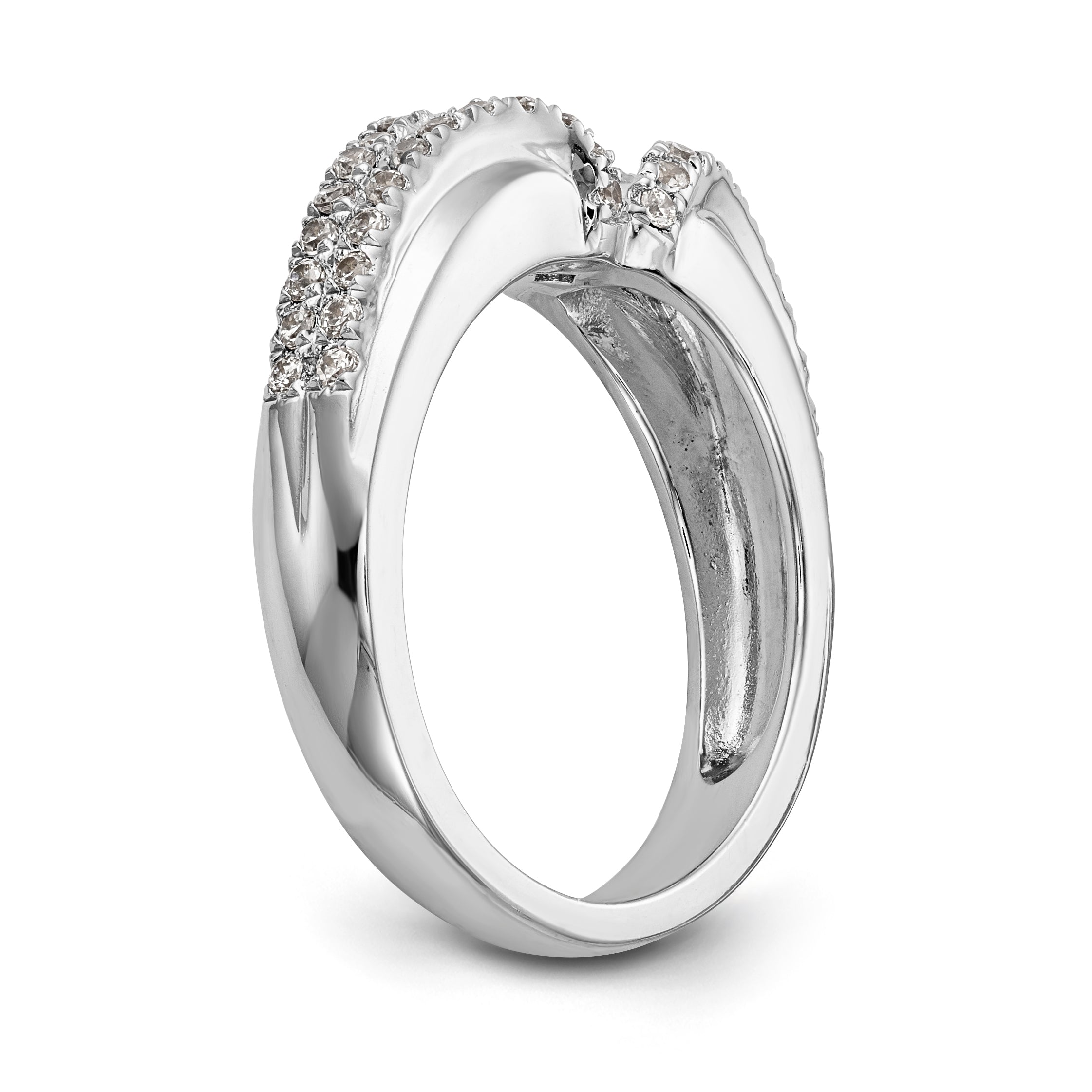 14K White Gold Diamond Peg Set CZ Engagement Ring