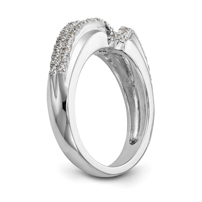 14K White Gold Diamond Peg Set CZ Engagement Ring