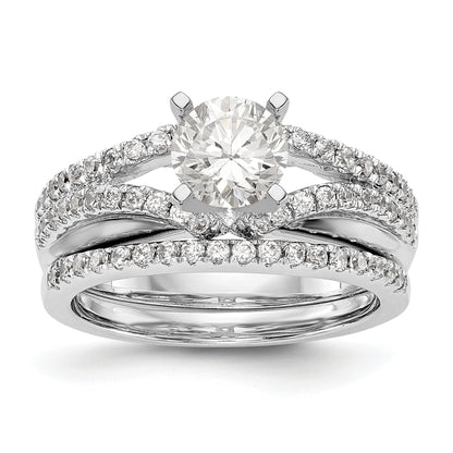 14K White Gold Diamond Peg Set CZ Engagement Ring