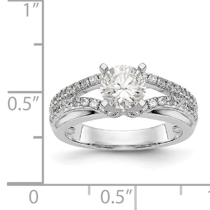14K White Gold Diamond Peg Set CZ Engagement Ring