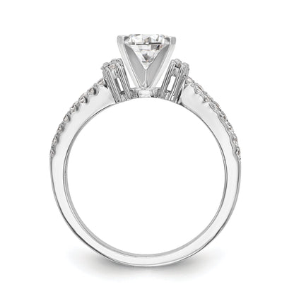 14K White Gold Diamond Peg Set CZ Engagement Ring
