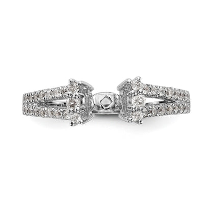 14K White Gold Diamond Peg Set CZ Engagement Ring
