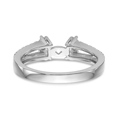 14K White Gold Diamond Peg Set CZ Engagement Ring