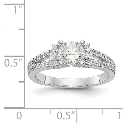 14K White Gold Diamond Peg Set CZ Engagement Ring