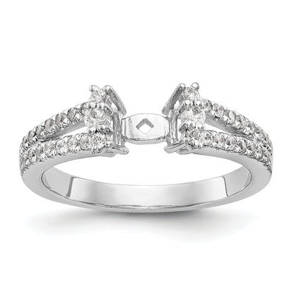 14K White Gold Diamond Peg Set CZ Engagement Ring