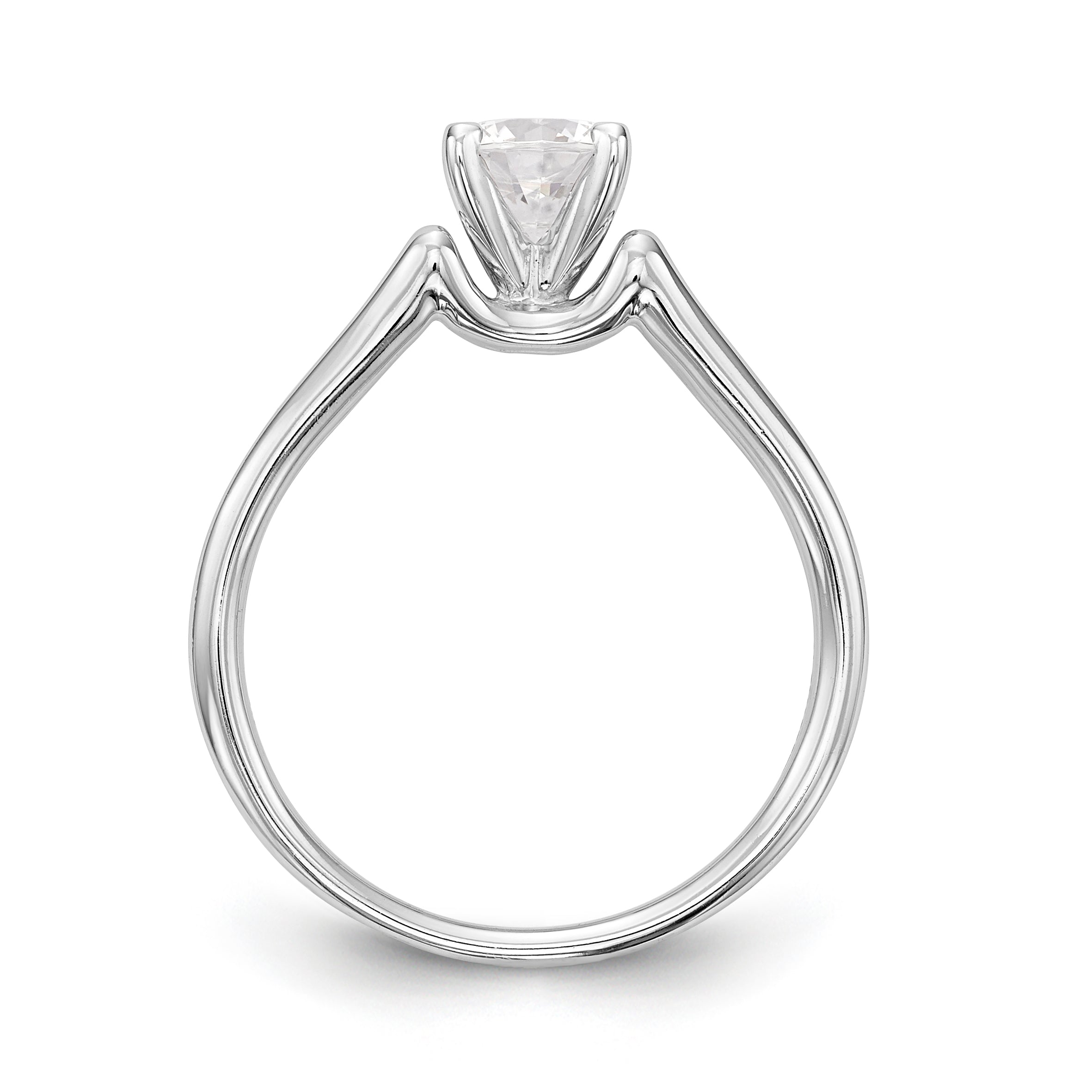 14K White Gold Diamond Peg Set CZ Engagement Ring