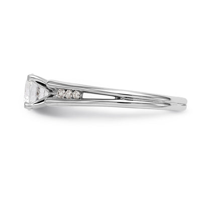 14K White Gold Diamond Peg Set CZ Engagement Ring