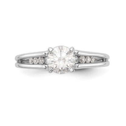14K White Gold Diamond Peg Set CZ Engagement Ring