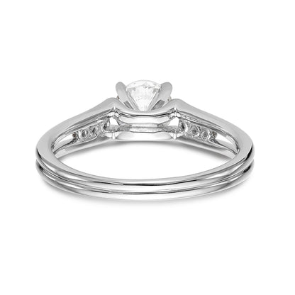 14K White Gold Diamond Peg Set CZ Engagement Ring