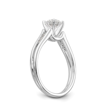 14K White Gold Diamond Peg Set CZ Engagement Ring