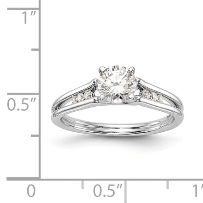 14K White Gold Diamond Peg Set CZ Engagement Ring