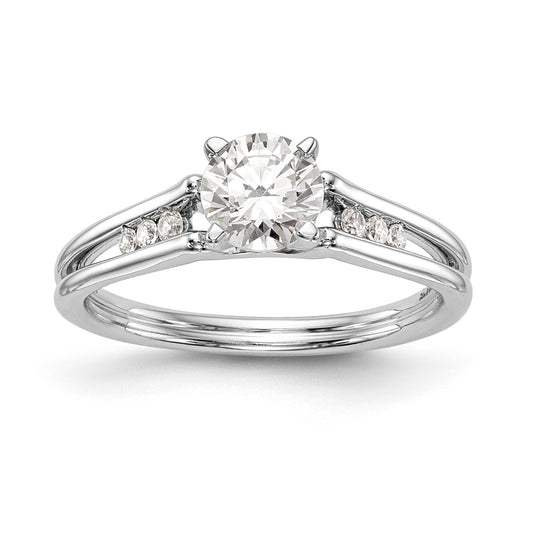 14K White Gold Diamond Peg Set CZ Engagement Ring