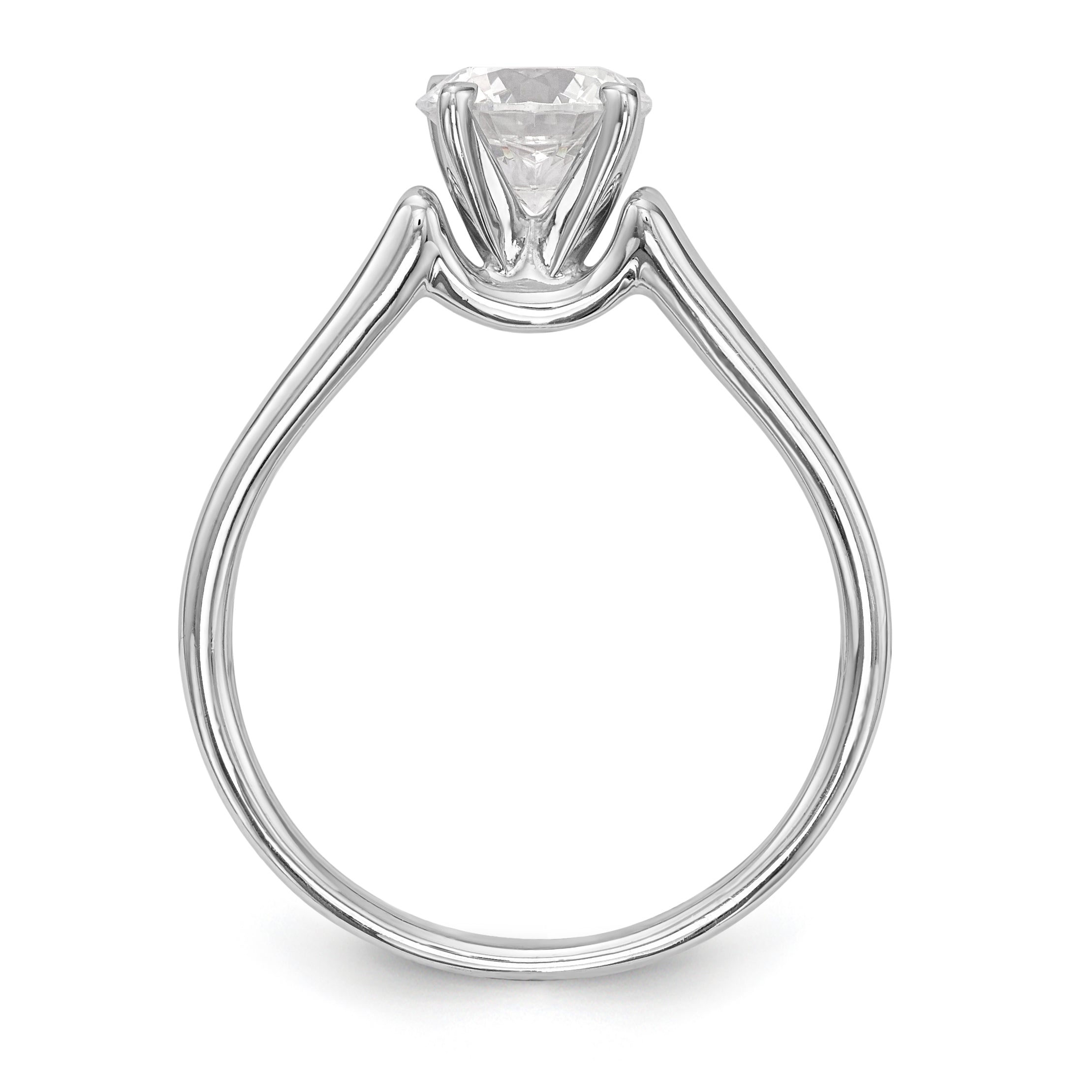 14K White Gold Diamond Peg Set CZ Engagement Ring