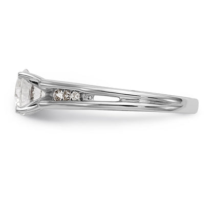 14K White Gold Diamond Peg Set CZ Engagement Ring