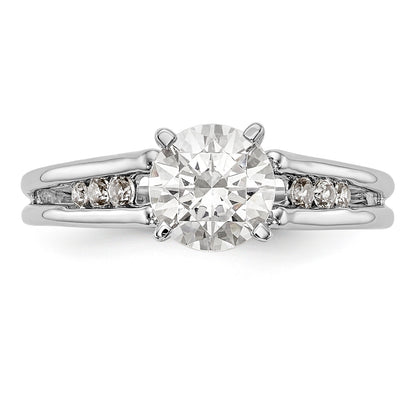 14K White Gold Diamond Peg Set CZ Engagement Ring