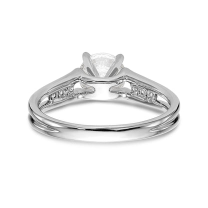 14K White Gold Diamond Peg Set CZ Engagement Ring